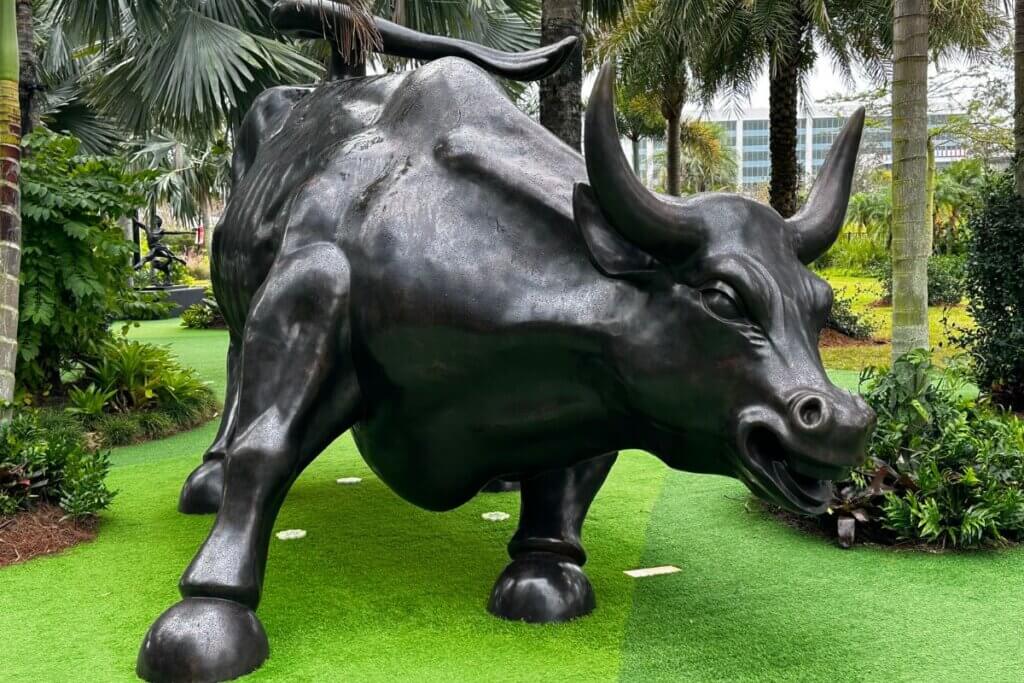 Charging Bull sculpture at Lake Nona Wave Hotel