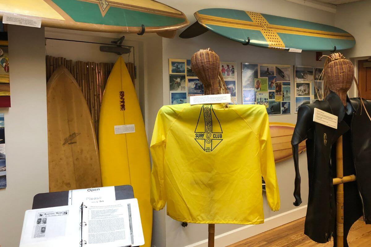 Displays at Museum of East Coast Surfing in New Smyrna Beach Florida. 