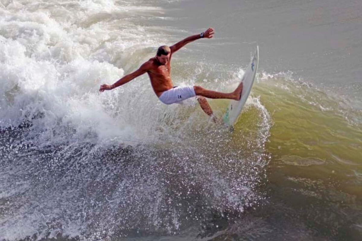 Person surfing a wave. 