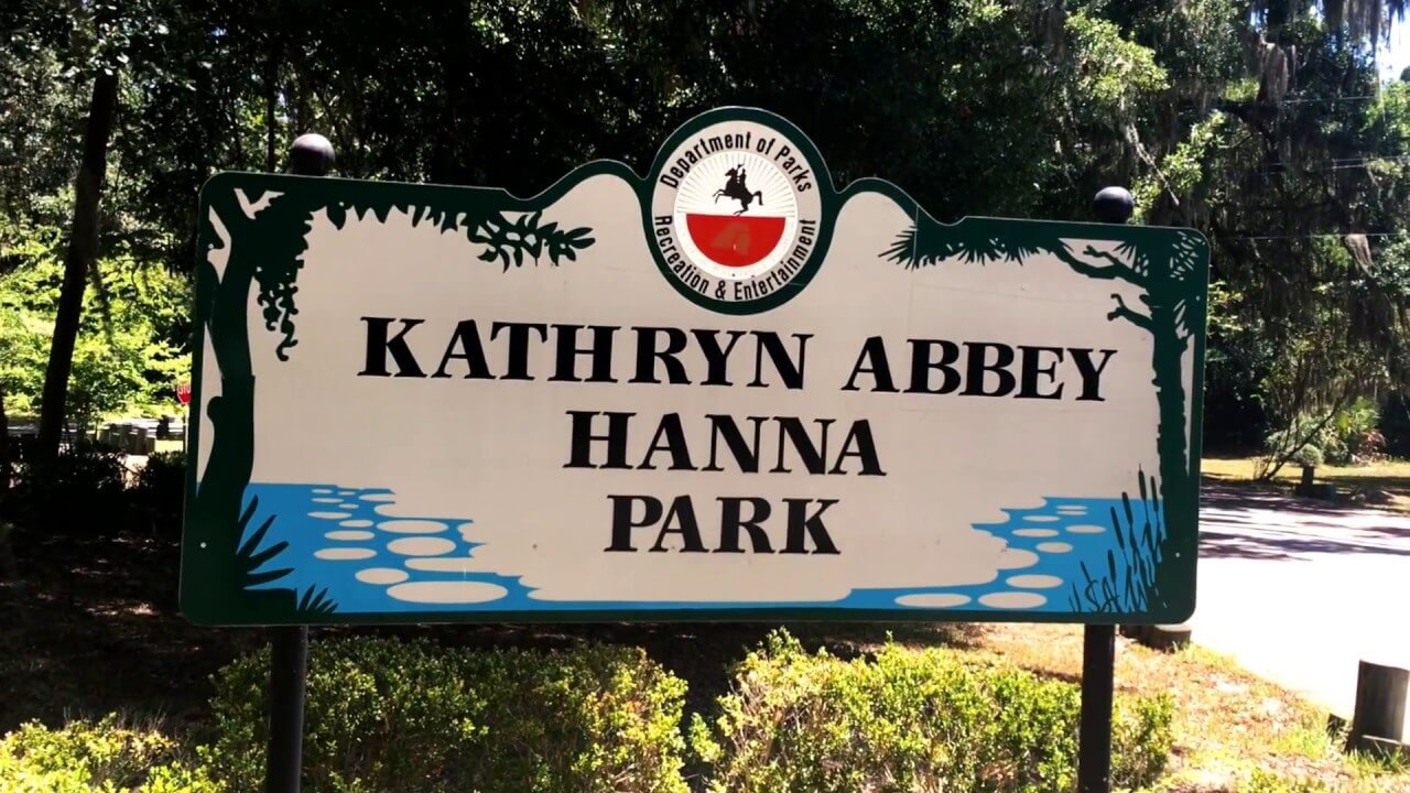 Sign reading Kathryn Abbey Hanna Park. 