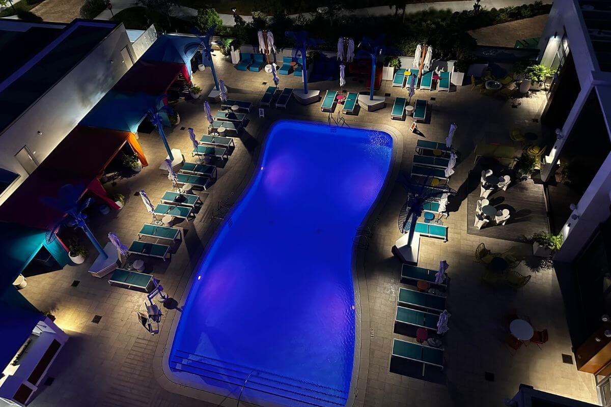 Lake Nona Wave Hotel pool at night