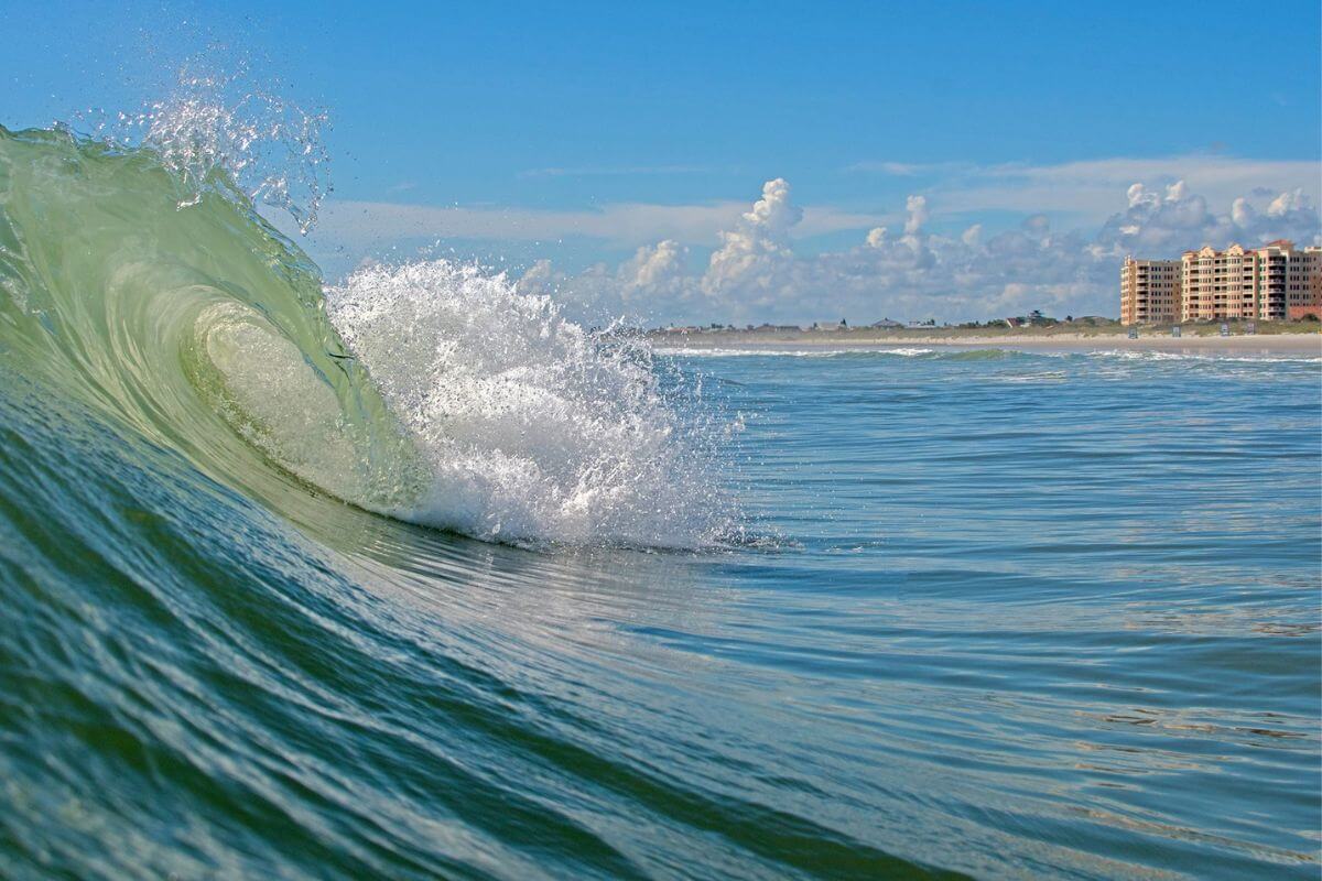 Wave cresting in the ocean. 
