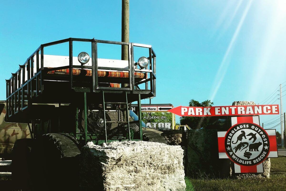 Park entrance at Everglades Outpost. 