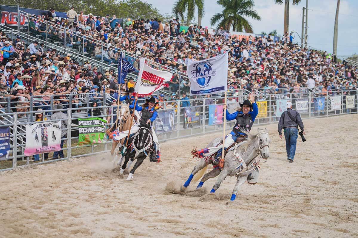 Homestead Rodeo Riders on horses