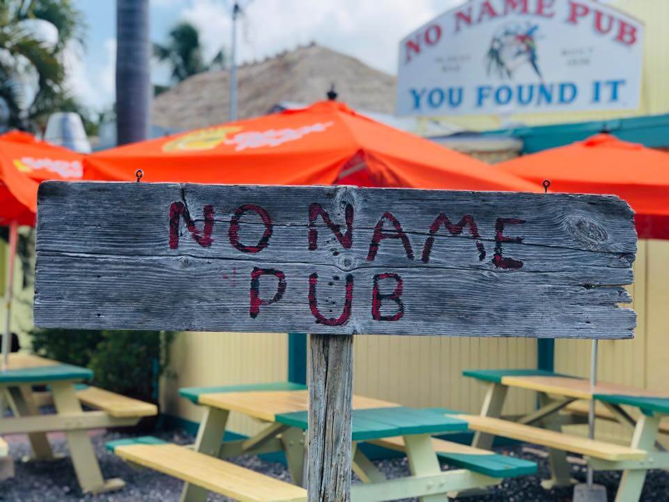 Sign that reads No Name Pub. 