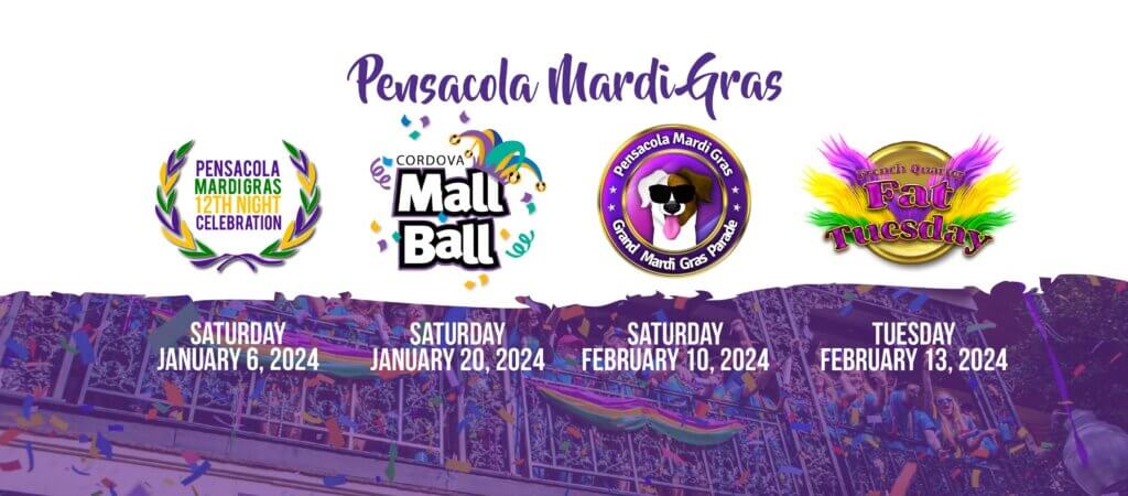 pensacola mardi gras parade 2025 route map