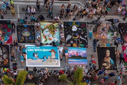 Street painting Festival aerial view