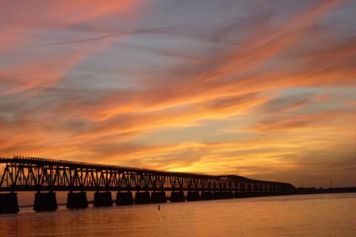 bridge at sunset.