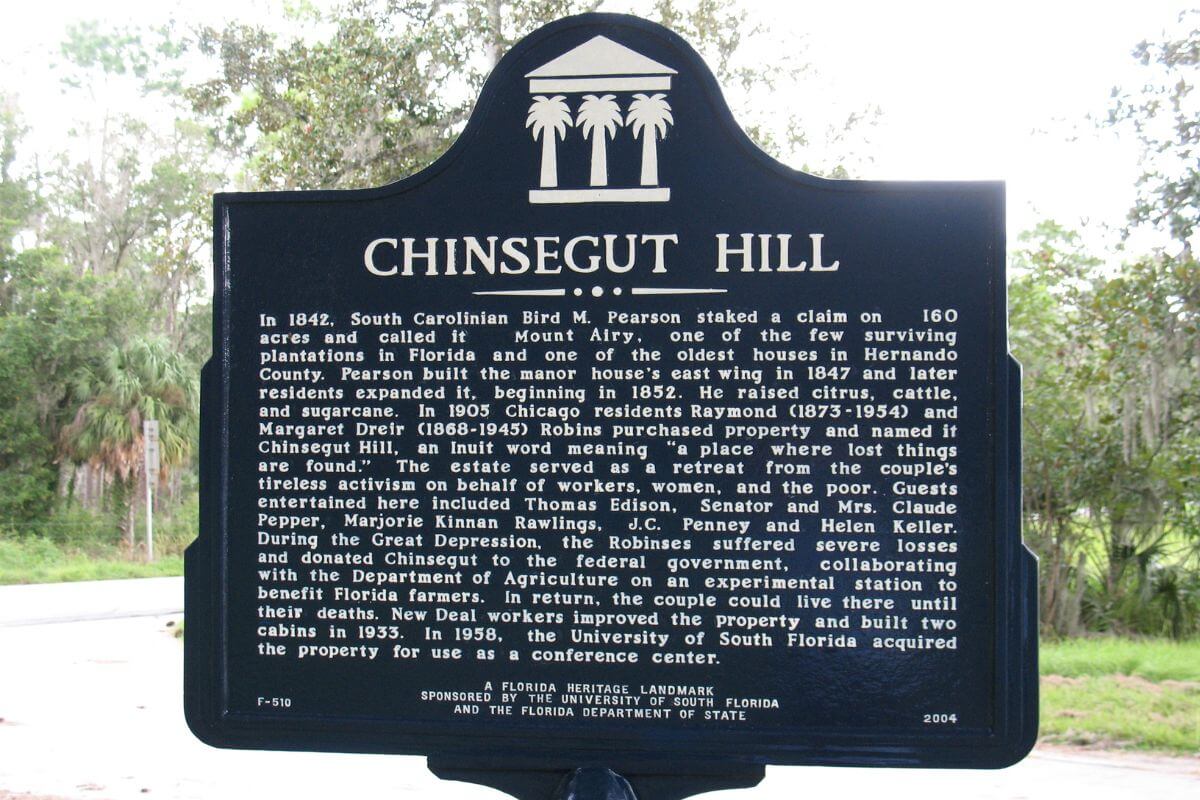 Chinsegut Hill Historic sign