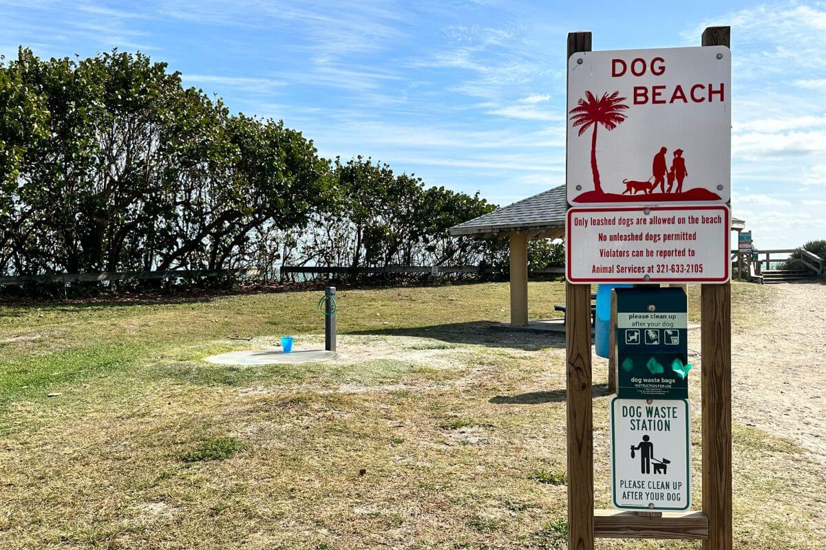 Dog Beach Sign in a dog park. 