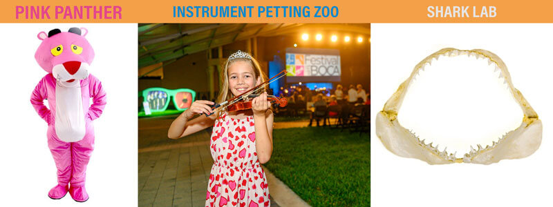 Festival Boca's Instrument Petting Zoo, The Pink Panther and the FAU Shark Lab Team