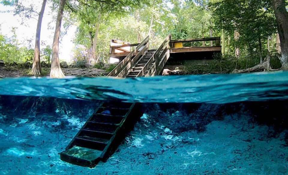 Ginnie Springs Stairs into the water. 