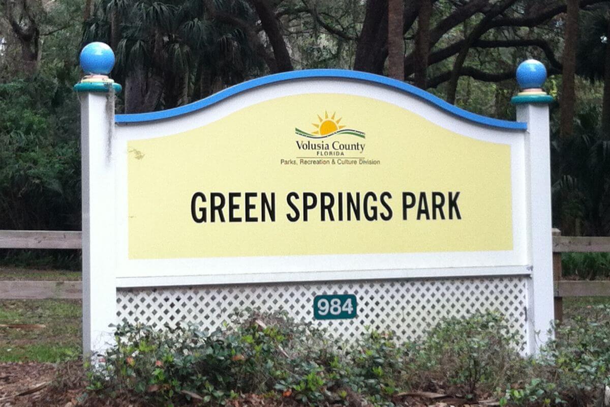 Sign that reads Green Springs Park. 