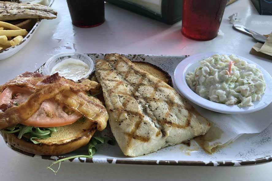 Grilled cobia sandwich. 