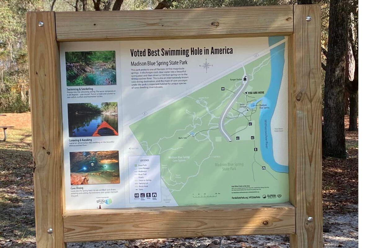 Madison Blue Spring State Park Best Swimming Hole in America Sign