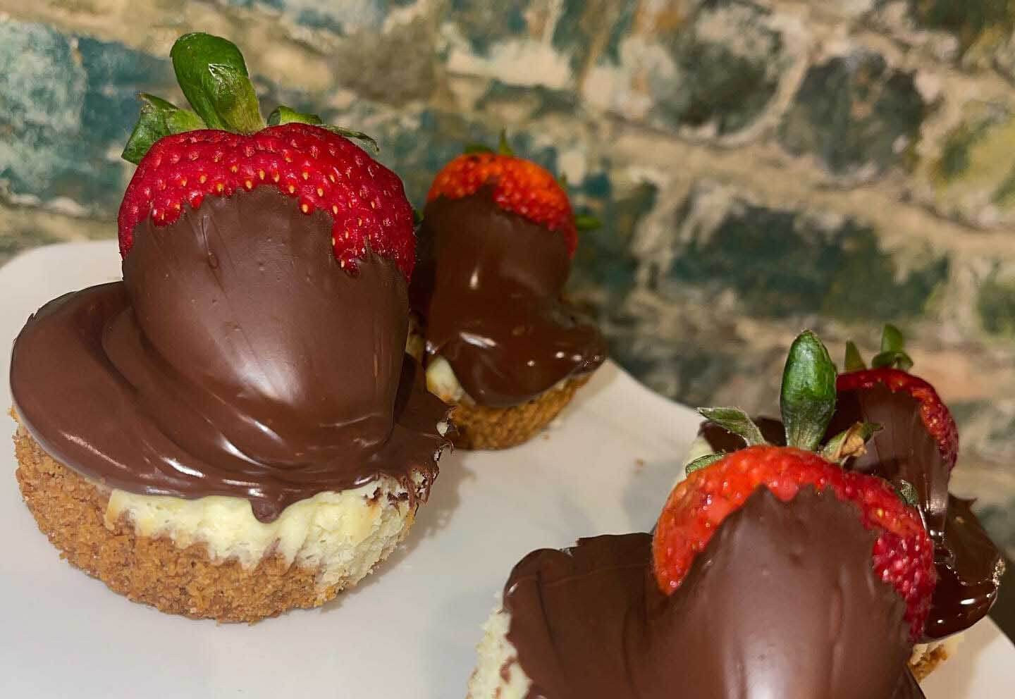 Sister's Sweets, Eats & More Chocolate Covered Strawberry  Cheesecake.