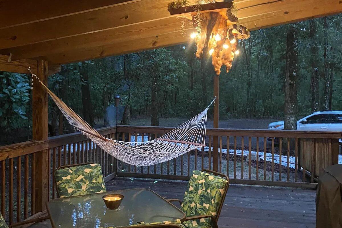 hammock on porch.