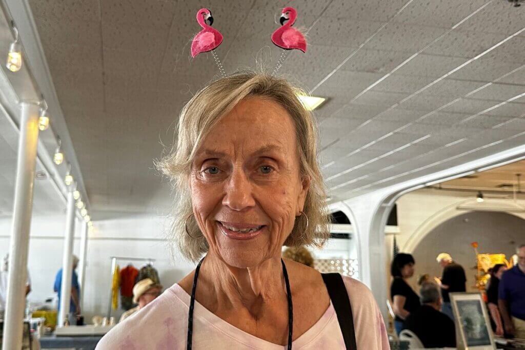 2023 Floridania Fest Attendee with flamingo head piece
