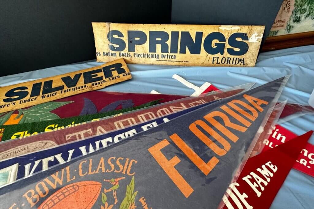 Vintage banners for sale at Floridania Fest
