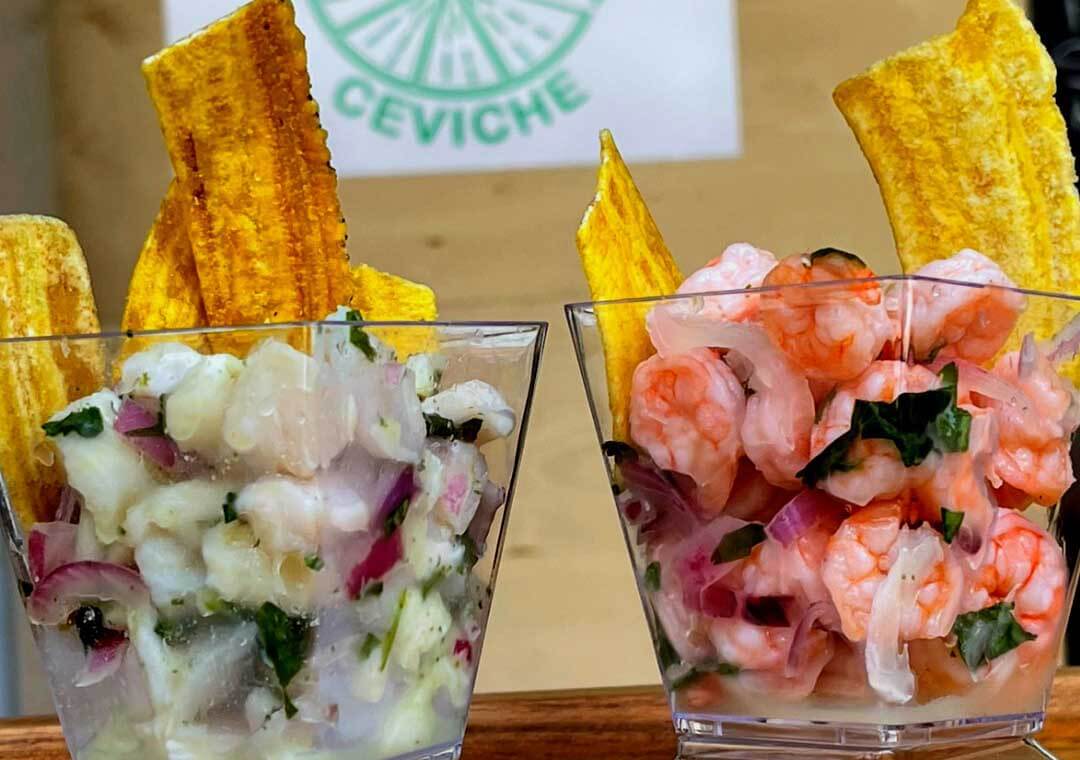 Ceviche in a cup at a Florida Farmers Market. 
