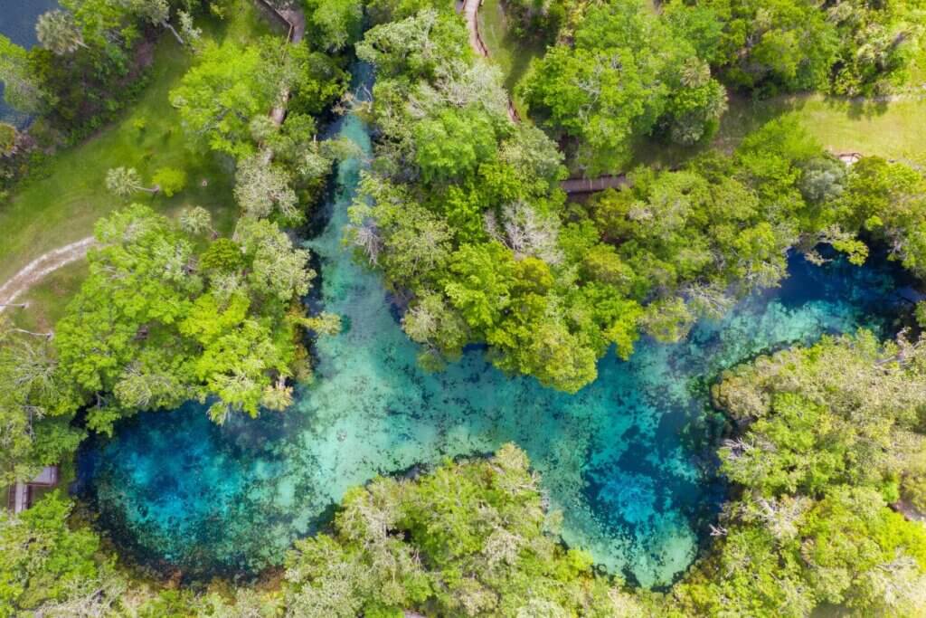 Drone view of Three Sisters Springs
