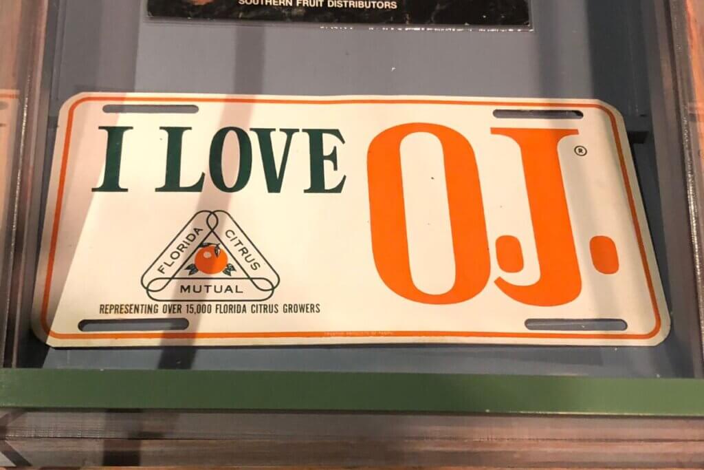 I love Florida Orange Juice vintage license plate