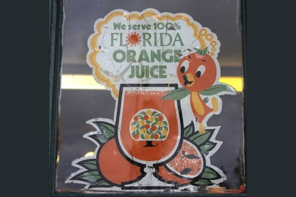 Vintage Orange Bird ad window display