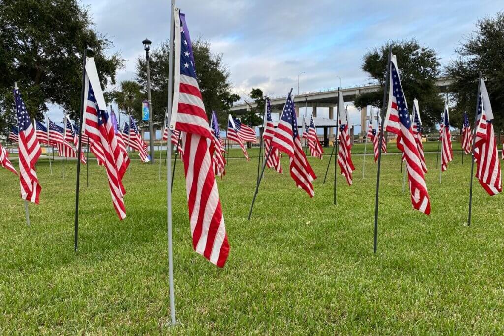 American flags in New Smyrna Beach