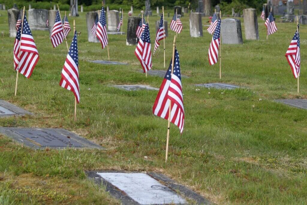 American Flags at cemetery