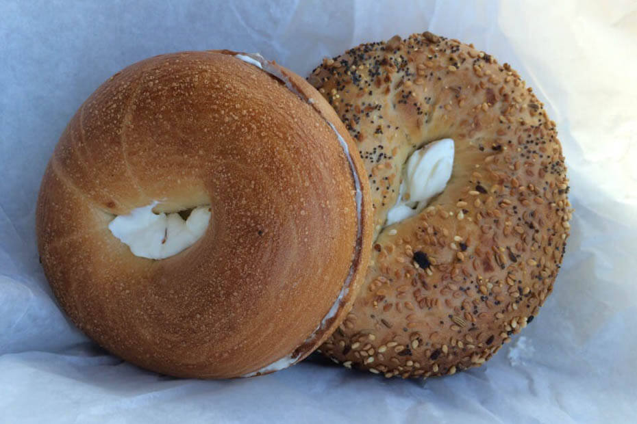 Bagels with cream cheese in them. 