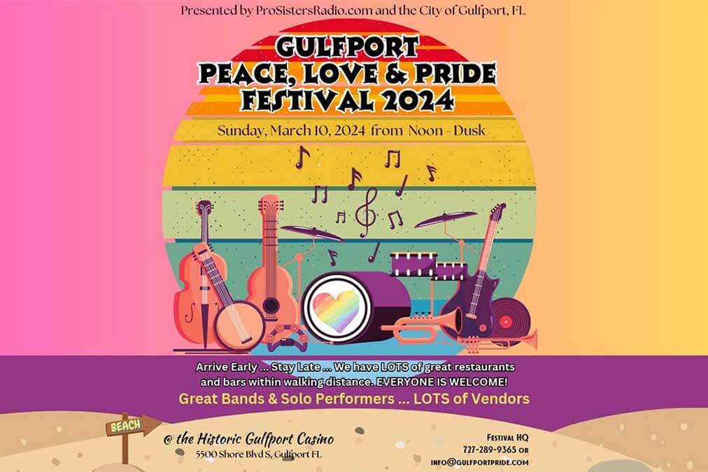 Gulfport Peace Love and Pride Festival Promotional Flyer 