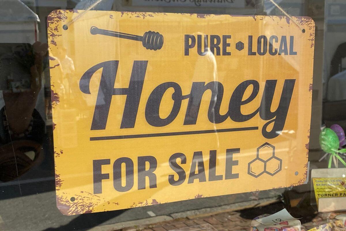 Pure Local Honey for Sale sign