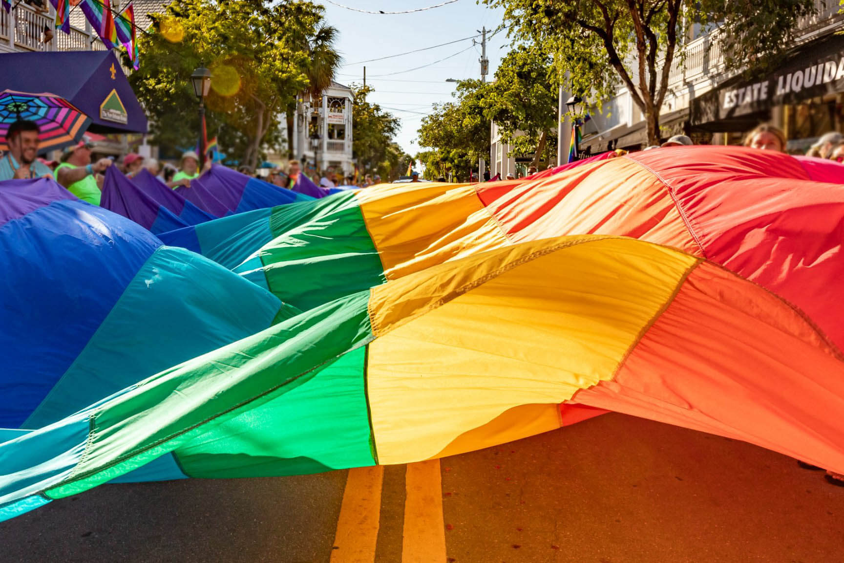 Large Rainbow flag at Key West Pride