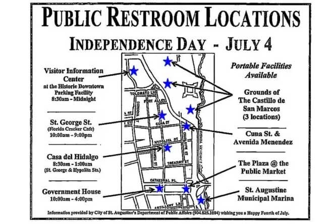 Restrooms at an Independence Day event. 