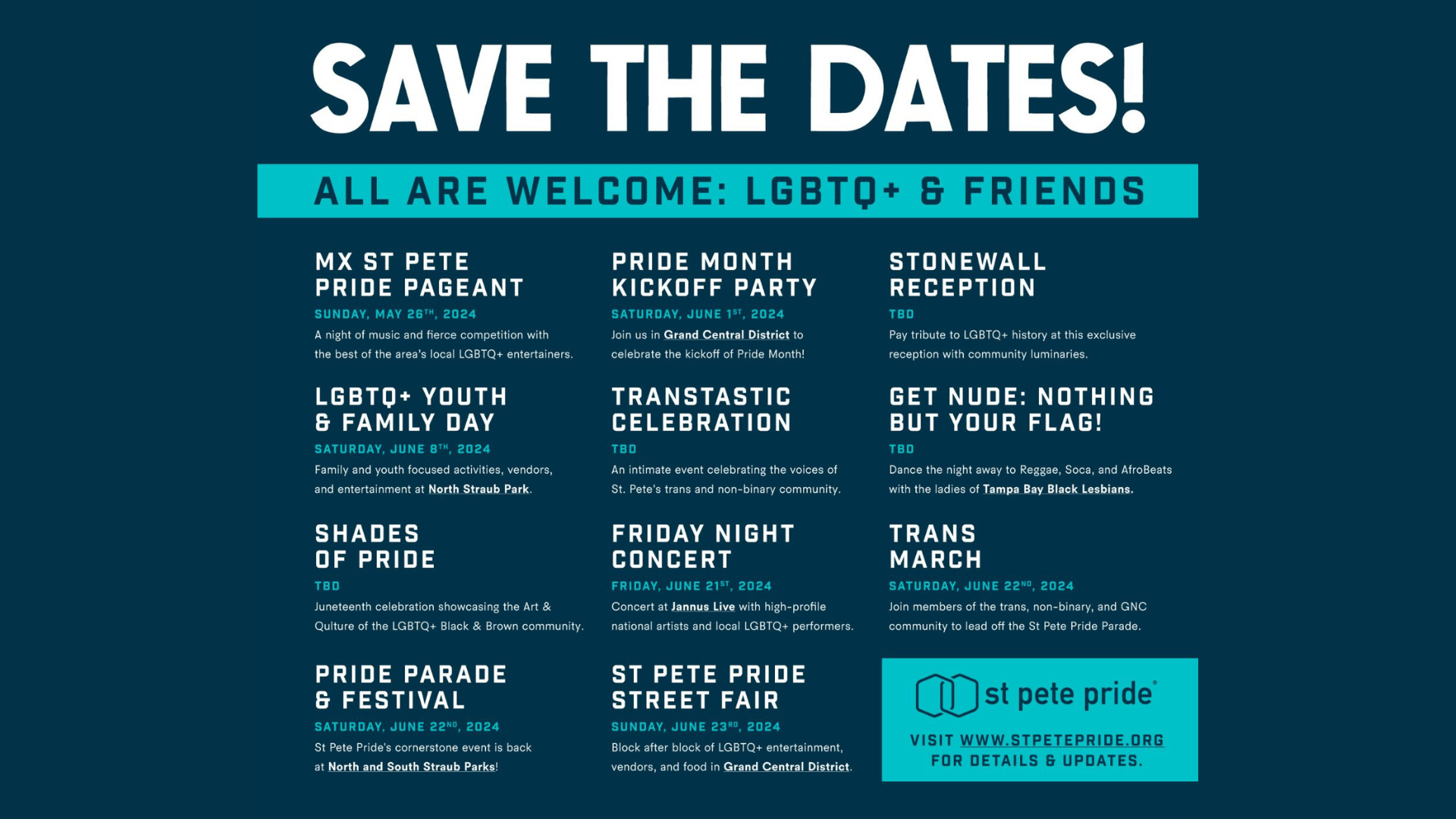 St Pete Pride 2024 Save the Dates