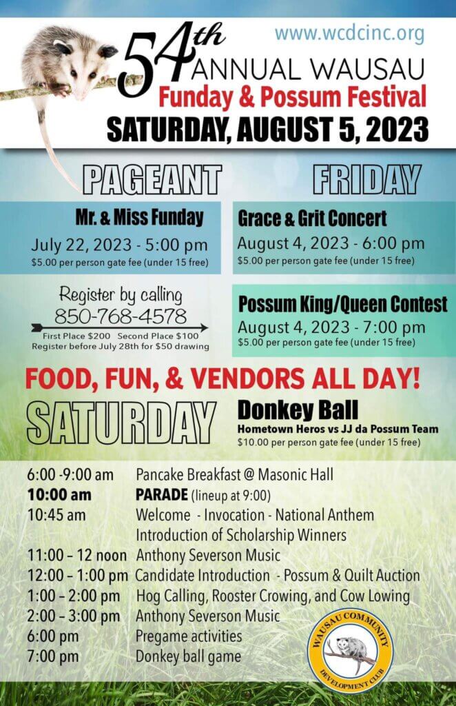 54th Annual Wausau Funday and Possum Festival flyer