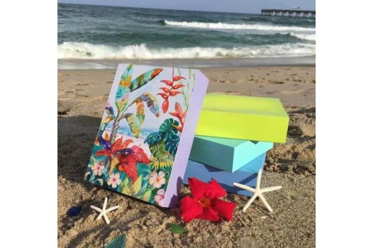 Ellen Negley artwork on beach from Facebook in Lake Worth Beach.