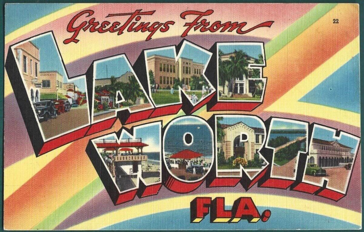 Greetings from Lake Worth FLA vintage postcard.