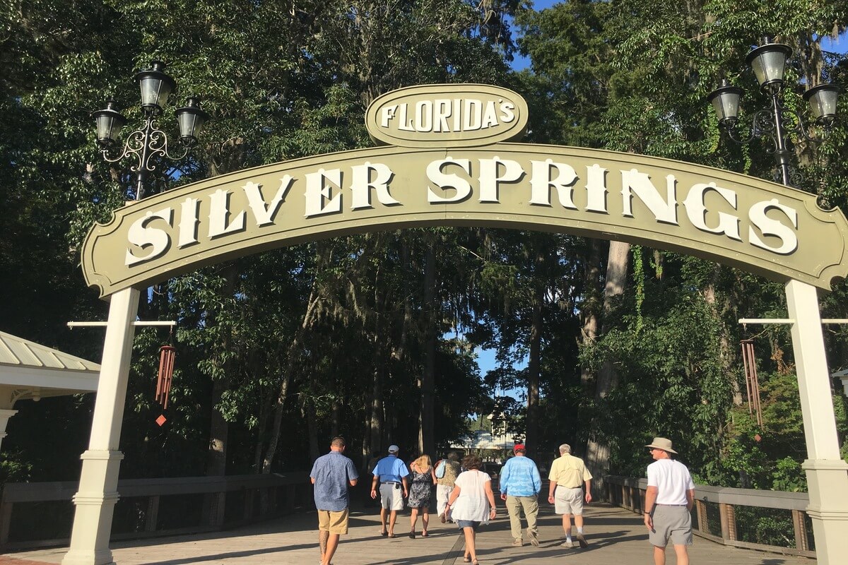 Silver Springs sign over the entryway. 