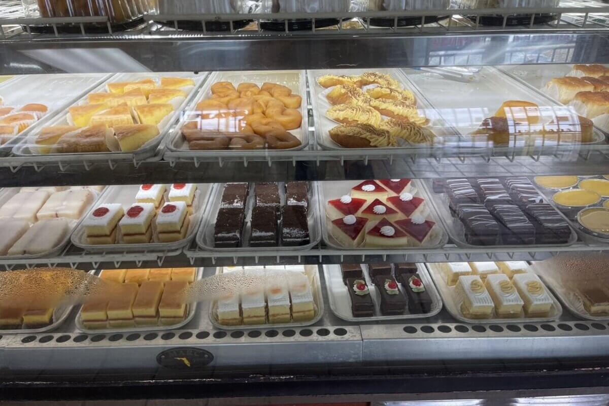 Bakery Display Case with a variety of desserts.