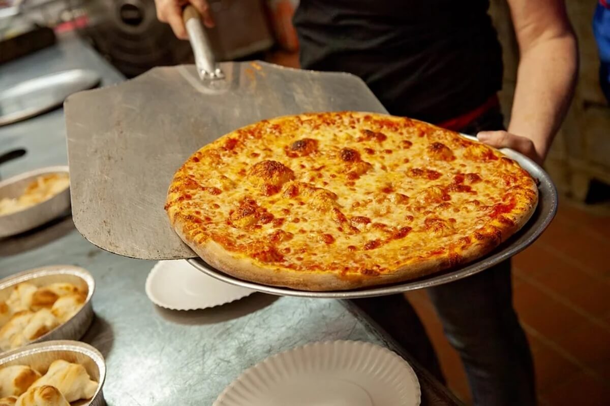 pizza being served