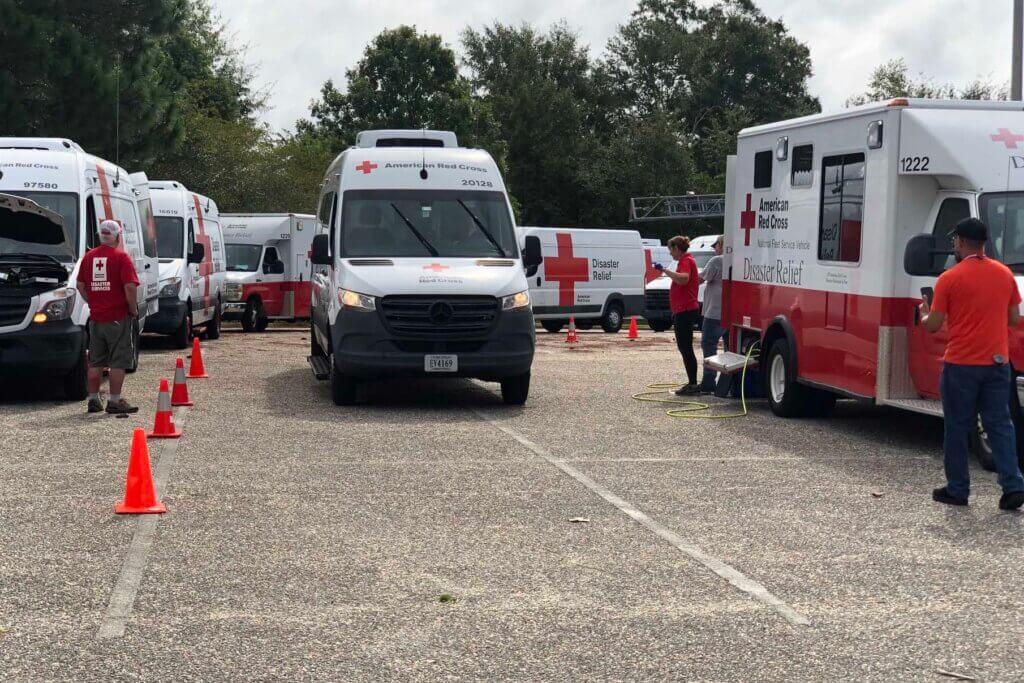 American Red Cross response vehicles