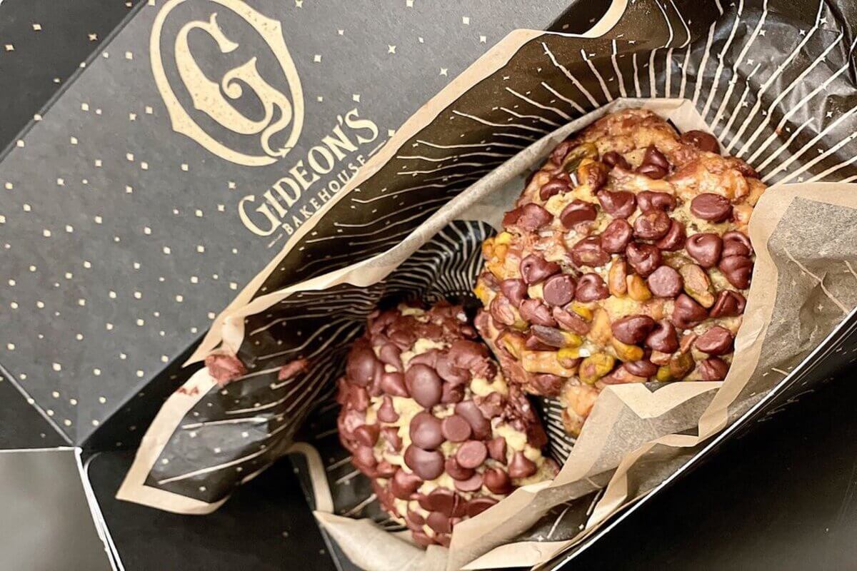 Cookies in a Gideon's Bakehouse box.