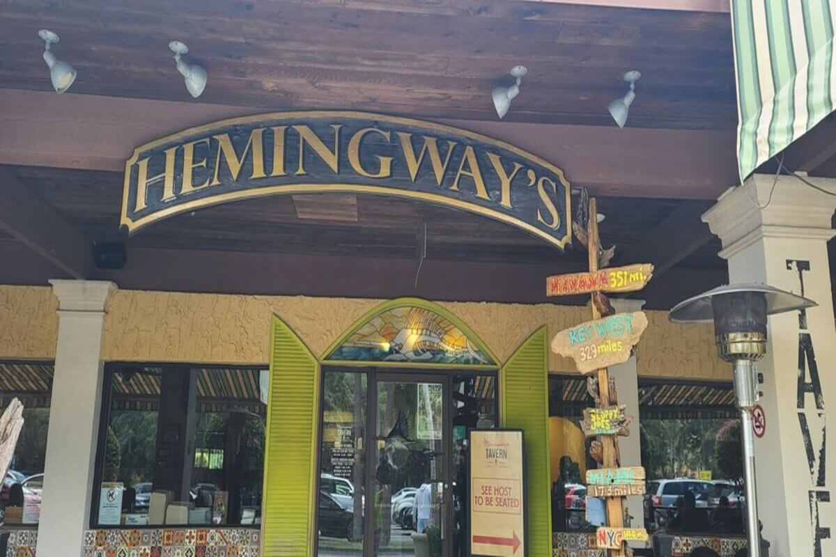 Outside of Hemingway's Tavern.