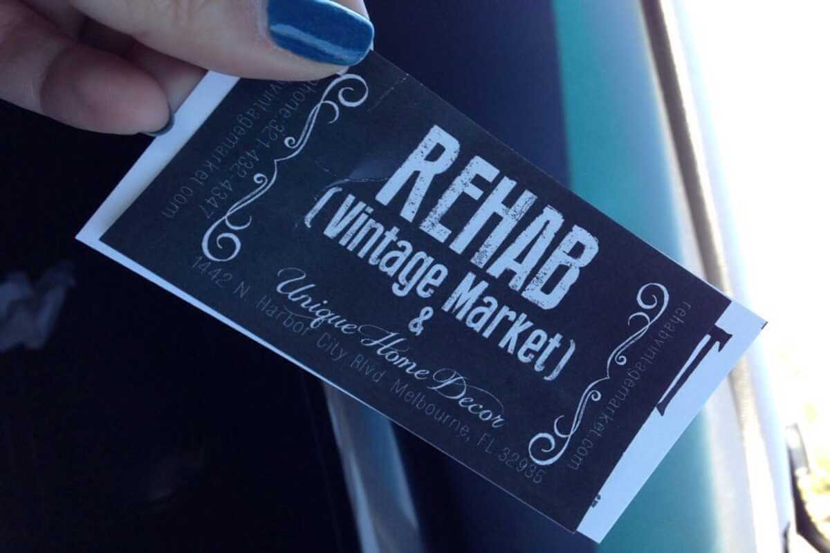 Card for Rehab Vintage Market. 