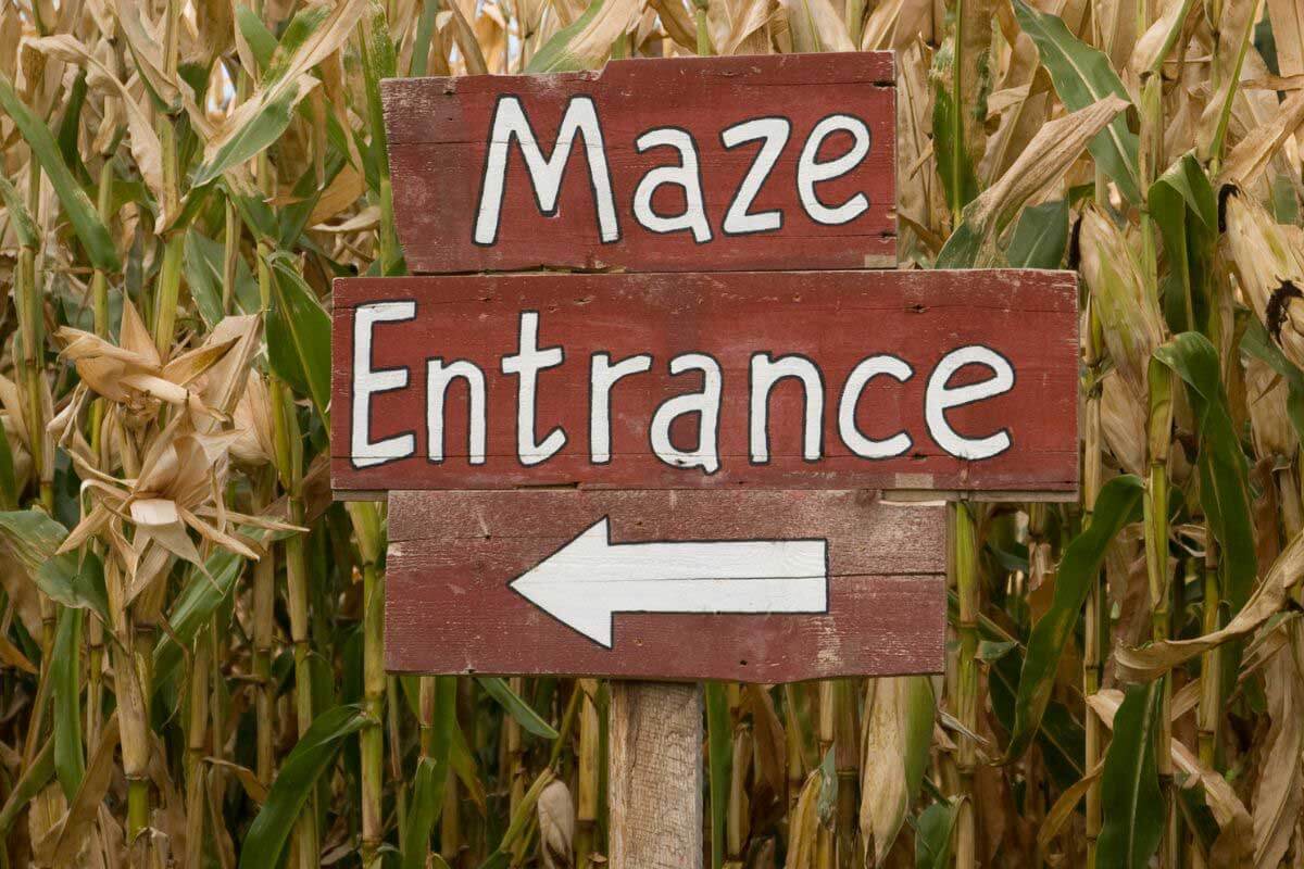 Maze entrance sign