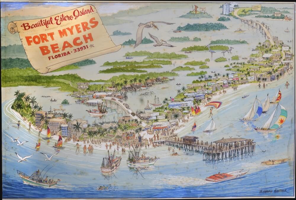 Iconic Fort Myers Beach map from 1975 by W. Harold Hancock