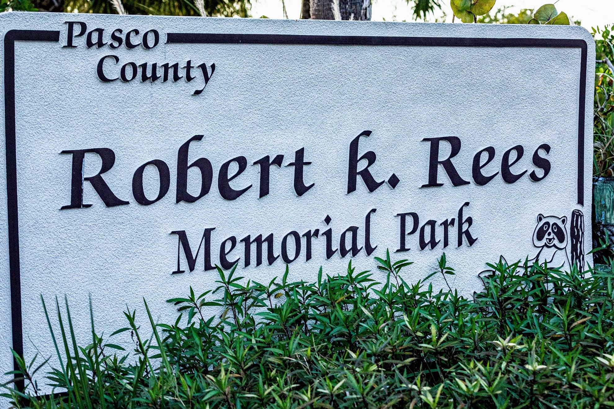 Sign reading Robert K. Rees Memorial Park. 