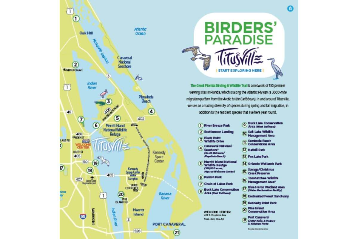Birders Paradise Map from Titusville Chamber of Commerce