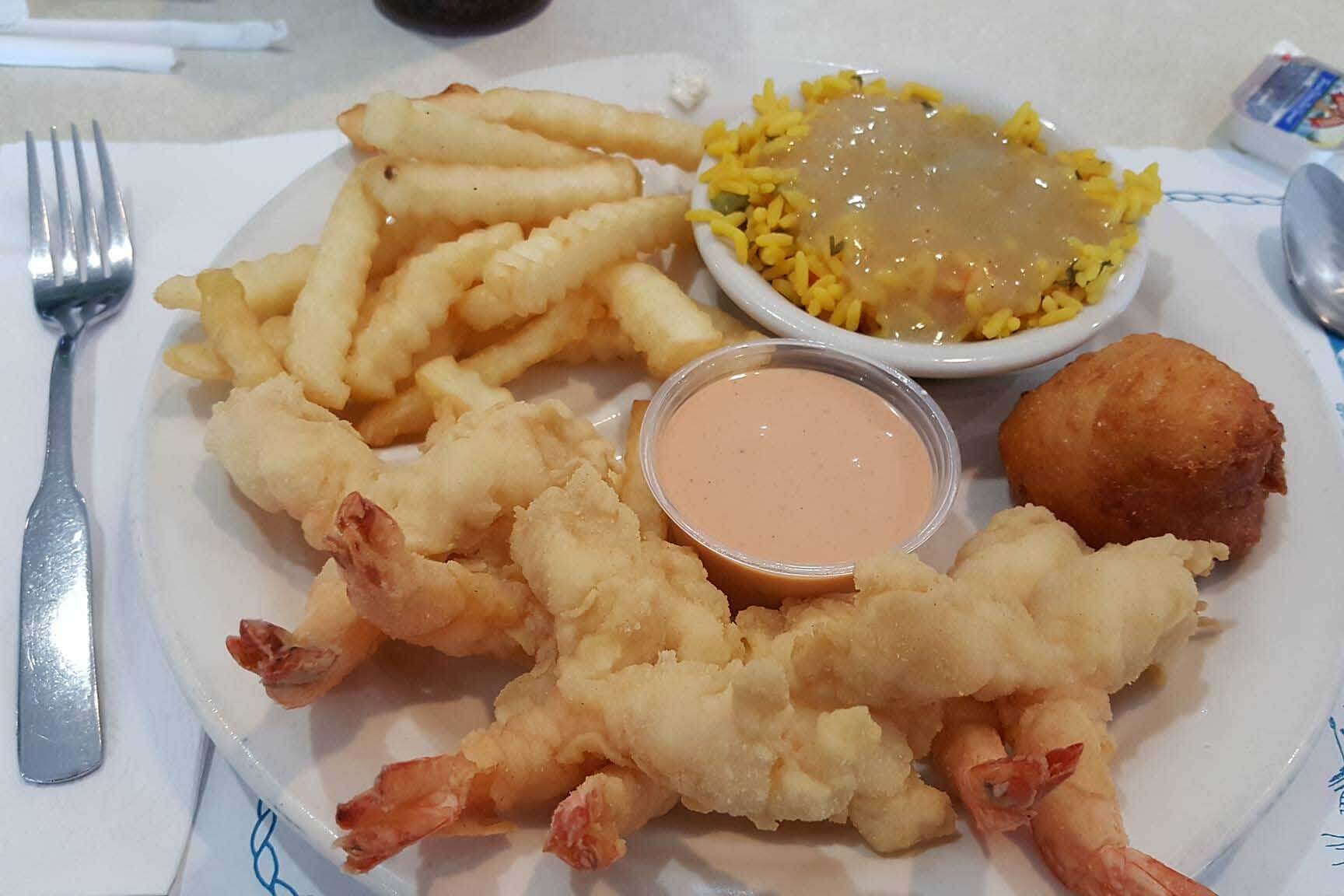 Fried shrimp at O'Steen's Restaurant. 